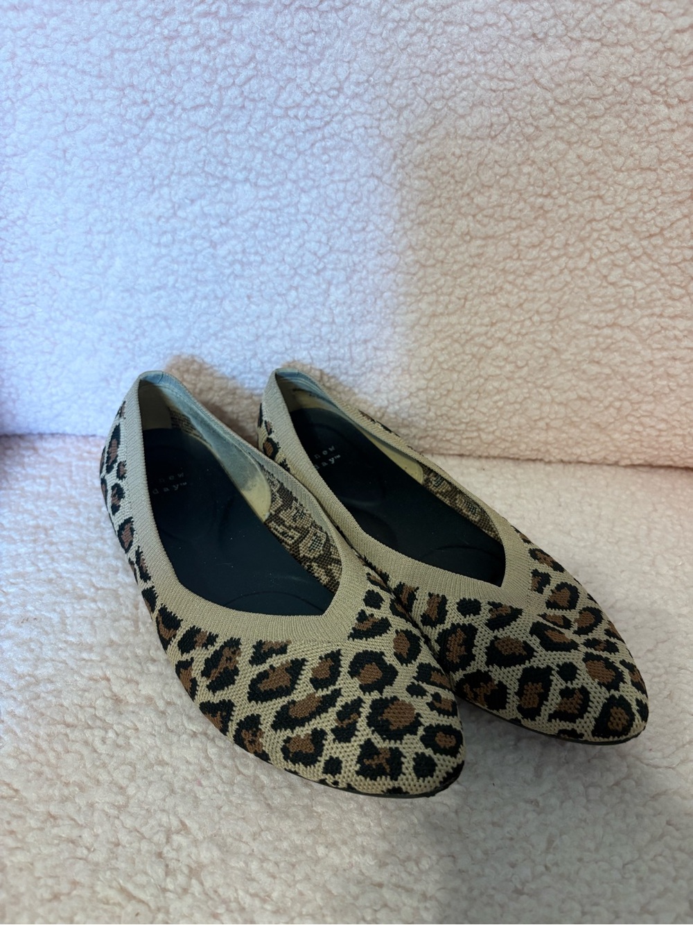 Leopard Print Knit Ballet Flats - Women